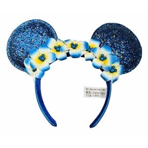 Disney Parks Minnie Mouse Make a Wish Ears w Flowers Aulani Hawaii Ears Headband
